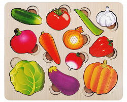 Рамка-вкладыш 2 слоя "Часть и целое. Овощи" с разрезными вкладышами внутри