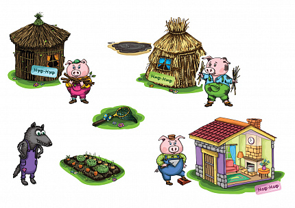 Набор магнитных карточек Три поросенка