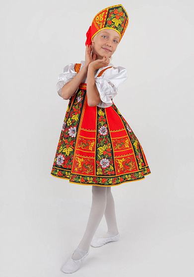 Русский народный костюм для девочки Хохлома Задорная