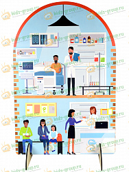 Ширма для сюжетно-ролевых игр двухсторонняя БОЛЬНИЦА