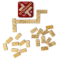 Настольная деревянная игра «Домино» 28 фишек (жестяная коробочка)