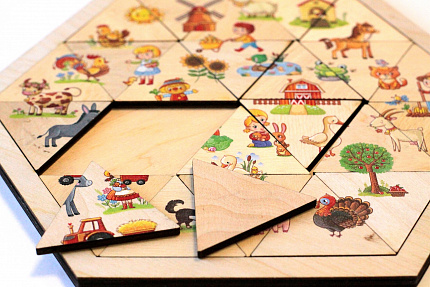 Пазл деревянный "Ферма" (Занимательные треугольники)