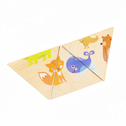 Пазл деревянный "Веселый зоопарк" (Занимательные треугольники)