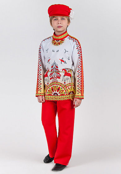 Русский костюм для мальчика Мезенская роспись