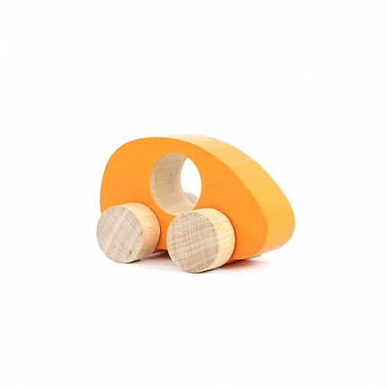 Фигурка деревянная "Машинка-каталка" оранжевая (1 штука)