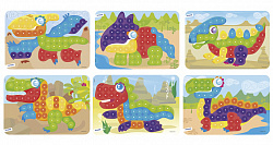 Набор из 6 картинок для мозаики 20мм Динозавры (яркие цвета)