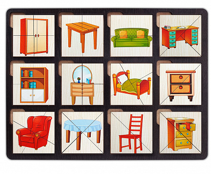 Развивающая доска "Сложи квадрат. Мебель"