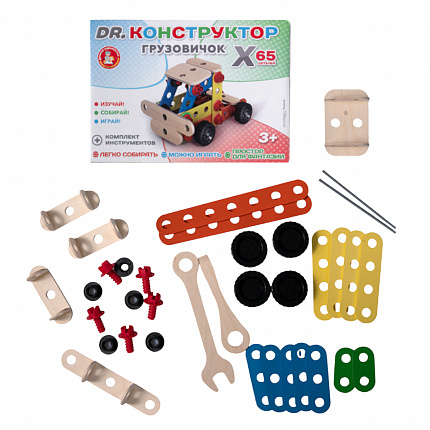 Деревянный конструктор «Грузовичок» 65 элементов