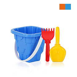 Игра Детский песочный набор «Башня» 3 пр. (ведро «Башня», грабли L15см, совок L16см)