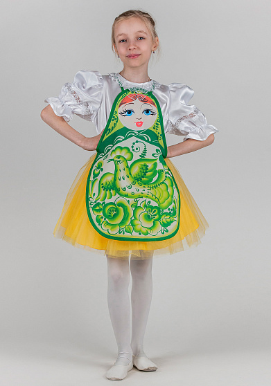 Гжельская роспись фартучек Матрешка