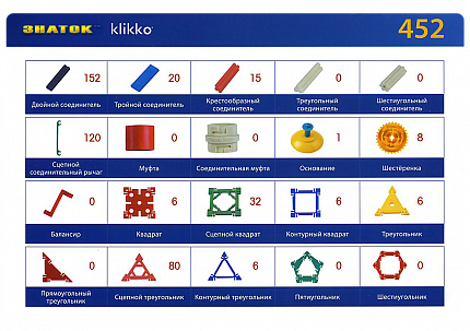 Удивительный конструктор Klikko 452 детали. Знаток