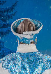 Костюм Снегурочки Гжель из парчи