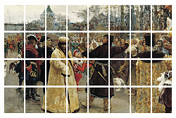 Набор магнитных карточек "Приезд царей Иоанна и Петра Алексеевичей" (Илья Репин) (для работы на классной доске)