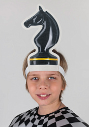 Головной убор - маска Шахматная фигура черная, конь