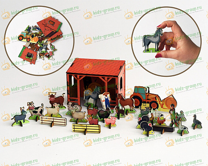 Конструктор УСПЕШНАЯ ФЕРМА 38 элементов (фанера УФ печать)