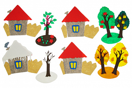 Четыре домика маленькие с игровым полем (52дет)