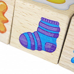 Развивающие деревянные кубики на оси «Составляем цвета» (3 кубика)