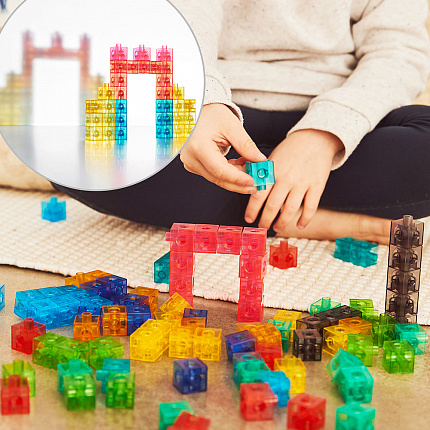 Прозрачные 2-х сантиметровые соединяющиеся кубики (100 шт)