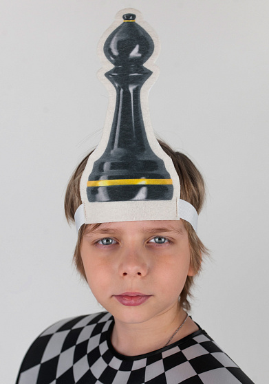 Головной убор - маска Шахматная фигура черная, слон