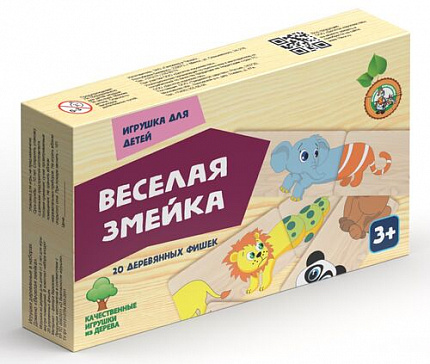 Домино деревянное "Веселая змейка"