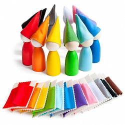 Набор "Гномики большие в колпачках с кроватками"  (12 штук)