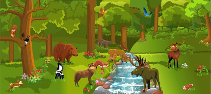 Баннер "Звери у ручья" 1,8*4м