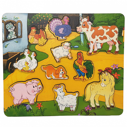 Рамка-вкладыш "Кто живет на ферме?" 11 деталей