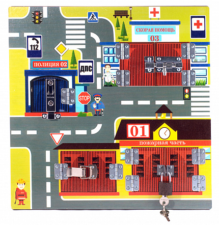 Бизиборд замочки "Экстренные службы" 31х31