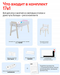 Песочный световой стол "ПОПУЛЯРНЫЙ 17в1"
Детский стол + КРЫШКА Белая/Меловая + Растущий стул + 2 навесных стаканчика