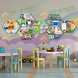 Комплект дидактических деревянных настенных панелей / бизибордов ПРОФЕССИИ ГОРОДА
