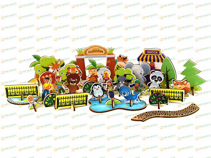 Конструктор деревянный ЗООПАРК 61 элемент