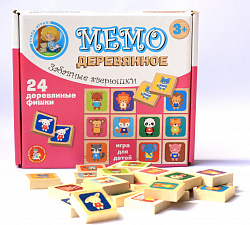 Игра деревянная МЕМО "Забавные зверюшки"