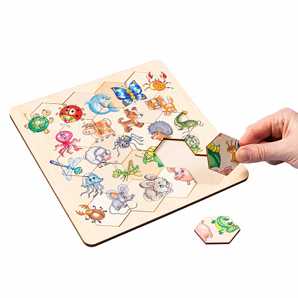 Пазл деревянный "Занимательные соты"