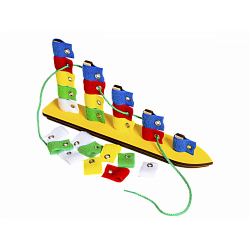 Кораблик "Плюх-Плюх" (флажки: красн, жел, зел, син, бел цветов по 5 шт), Игры Воскобовича