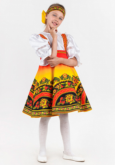 Русский народный сарафан Хохлома Узорная для девочки