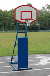 Стойка стритбольная складная с фанерным щитом, кольцом, сеткой и защитой (без противовеса)