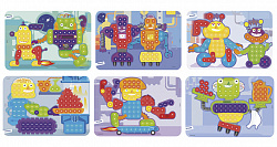 Набор из 6 картинок для мозаики 15мм Роботы (яркие цвета)