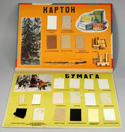 Материал раздаточный к коллекции бумаги и картона (10 видов по 10 образцов)