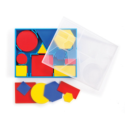 Логические блоки (пласмасса, 5 форм, 3 цвета, 2 размера, 60 предмета)