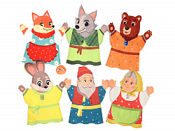 Театр на руку печать "Колобок" фетр (7дет)