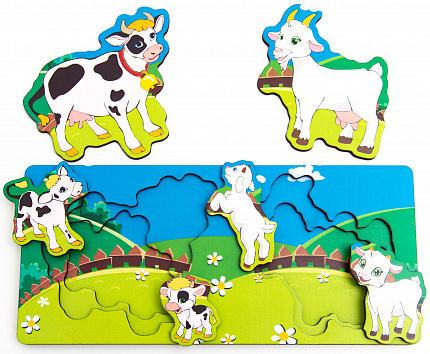 Вкладыш многоуровневый Корова и коза